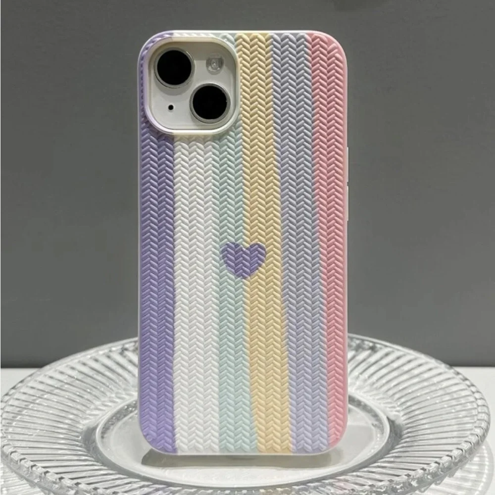 ⚠️Clearance🫧iPhone 12/Pro/Pro Max Cute Multicolor Heart Pattern Phone Case - Picture 1 of 3